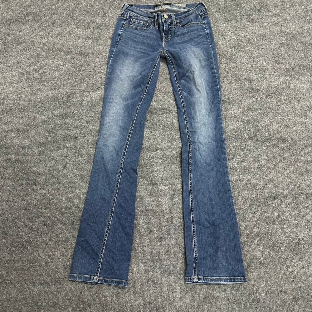Aeropostale Jeans Womens Size 0 Long Blue Bootcut Viscose Blend Stretch Denim